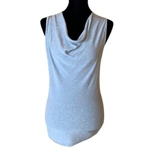 Ann Taylor sleeveless metallic silver cowl neck top Size Small